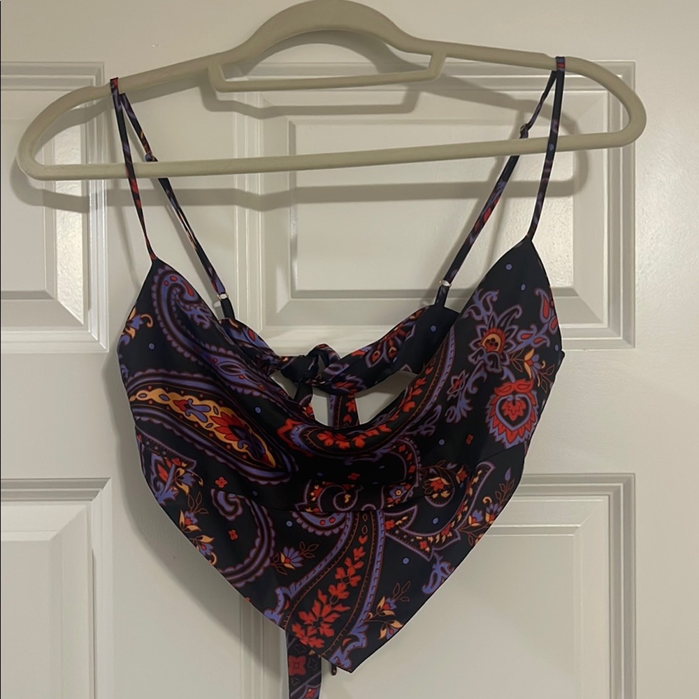 Black and Purple Paisley Crop Top